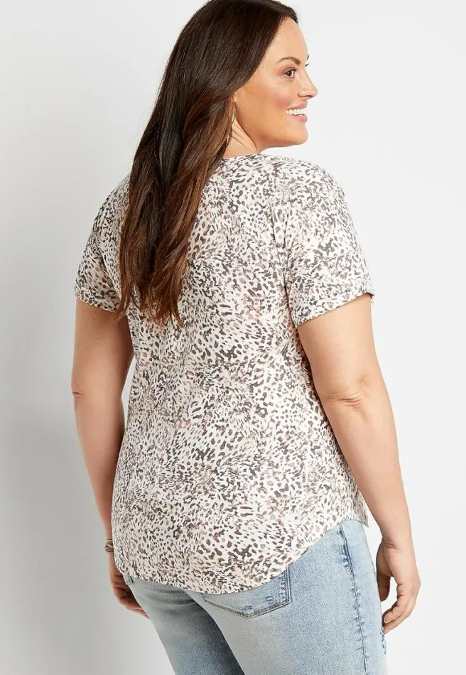 Plus Size Animal Print Drop Shoulder Classic Tee Women Maurices Plus Tops