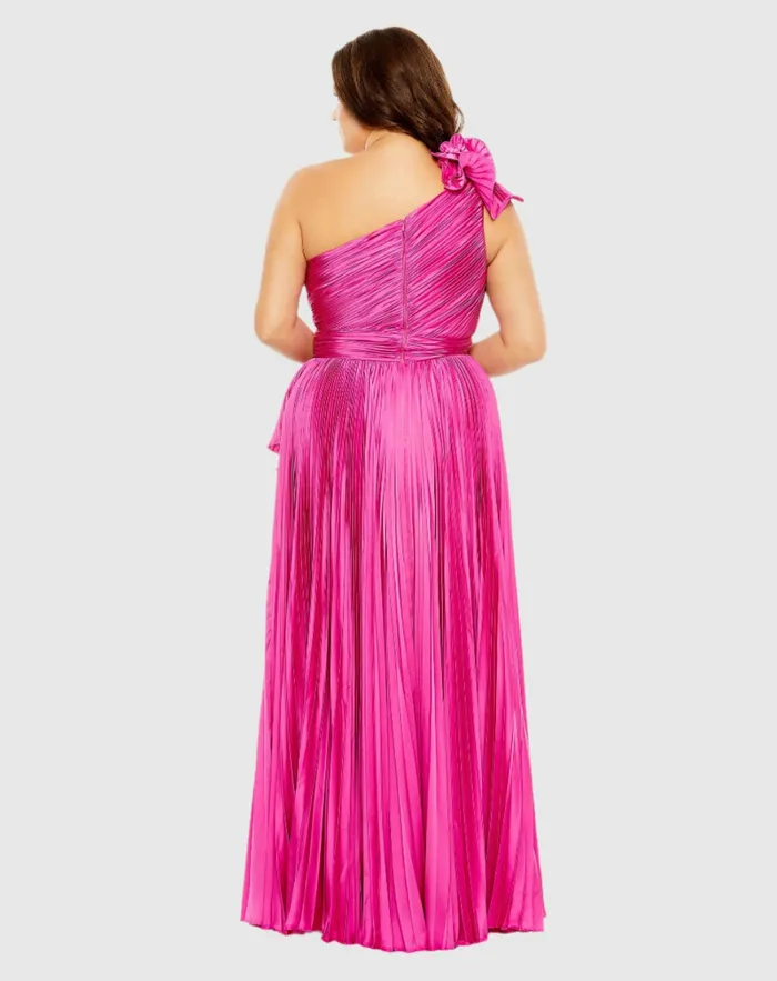 Plus Size Dresses Women Pleated One Shoulder Rosette Detail Dress Apple Green Mac Duggal Plus Size Dresses Women Pleated One Shoulder Rosette Detail Dress Apple Green Mac Duggal