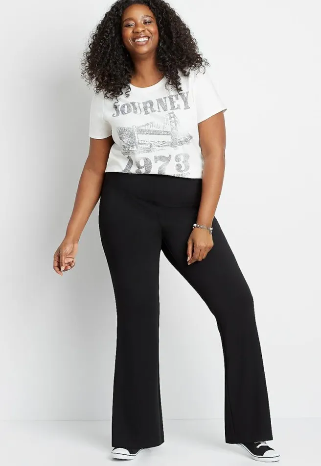 Plus Size High Rise Black Stretch Crepe Flare Pant Women Maurices Plus Bottoms