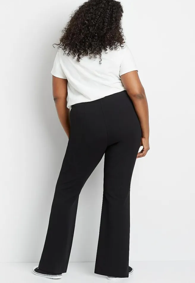 Plus Size High Rise Black Stretch Crepe Flare Pant Women Maurices Plus Bottoms