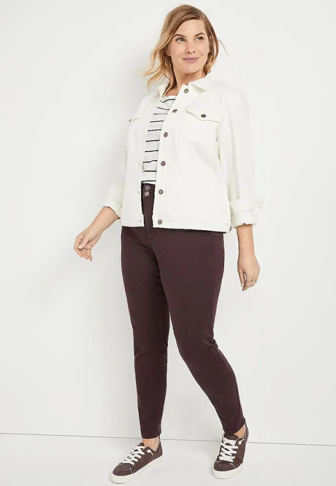 Plus Size High Rise Double Button Jegging Made With RepreveandReg Women Maurices Plus Jeans