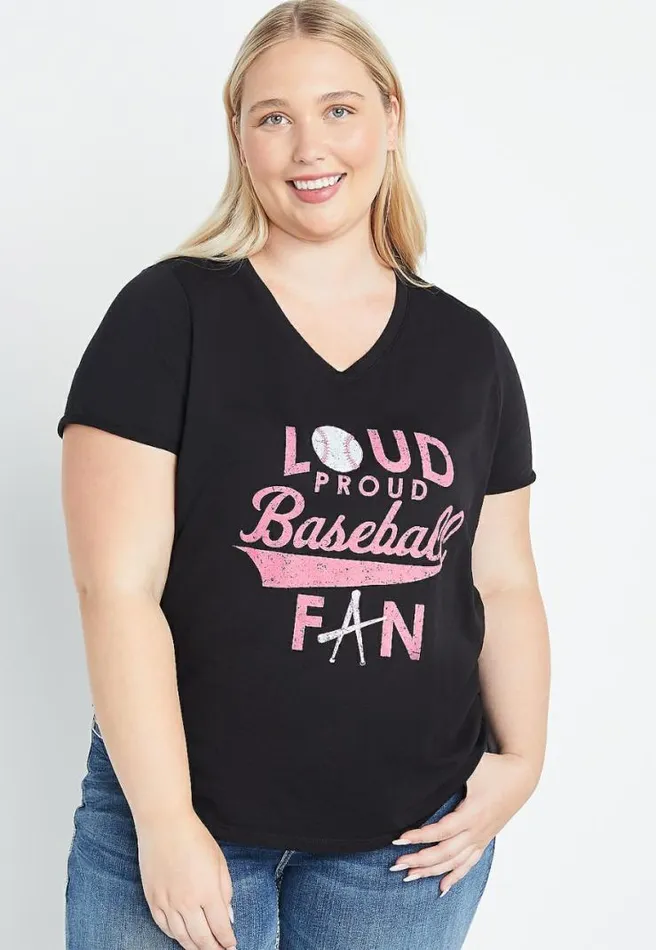 Plus Size Loud Proud Baseball Fan Graphic Tee Women Maurices Plus Tops