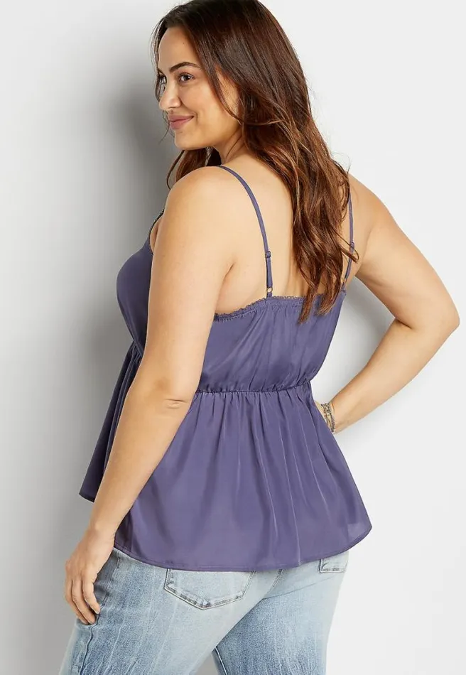 Plus Size Purple Crochet Trim Babydoll Tank Top Women Maurices Plus Tops