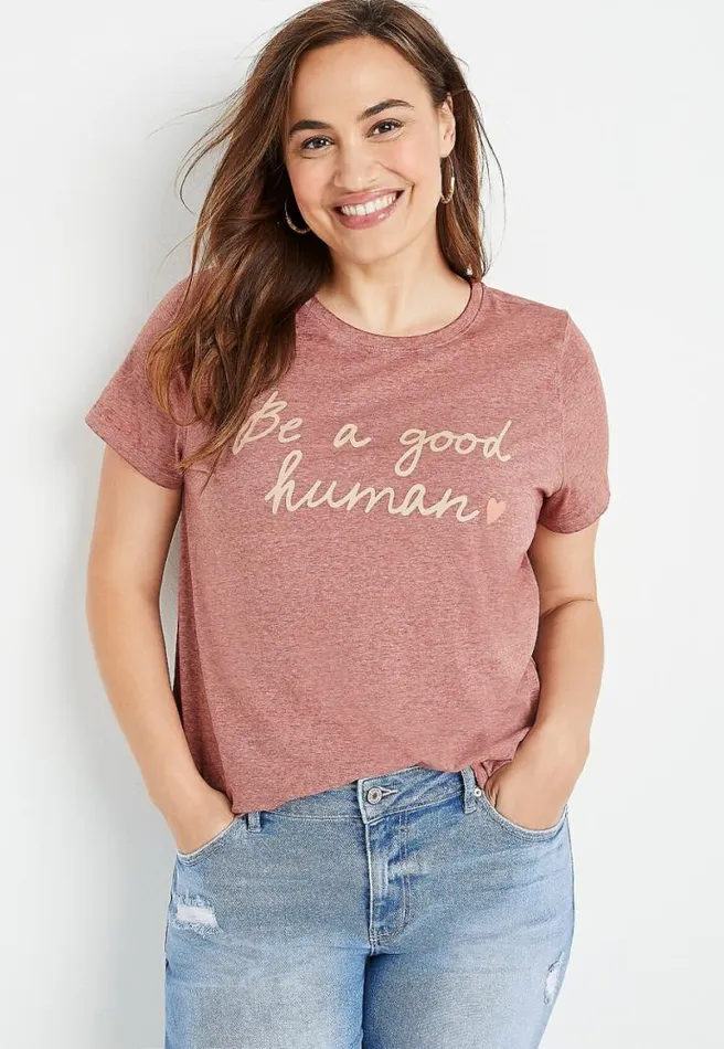 Plus Size Red Be A Good Human Graphic Tee Women Maurices Plus Tops