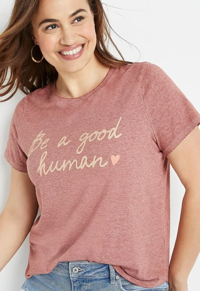 Plus Size Red Be A Good Human Graphic Tee Women Maurices Plus Tops
