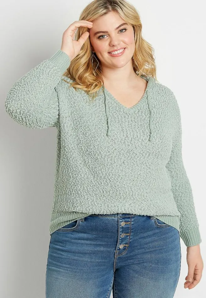 Plus Size Solid Hooded Pullover Sweater Women Maurices Plus Tops