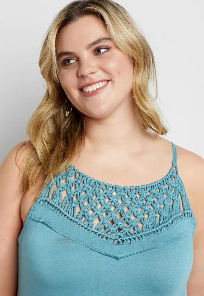 Plus Size Solid Macrame Tank Top Women Maurices Plus Tops