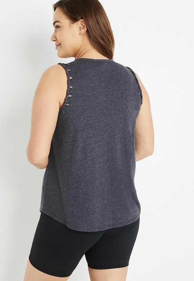 Plus Size Stay Golden Braided Arm Graphic Tank Top Women Maurices Plus Tops