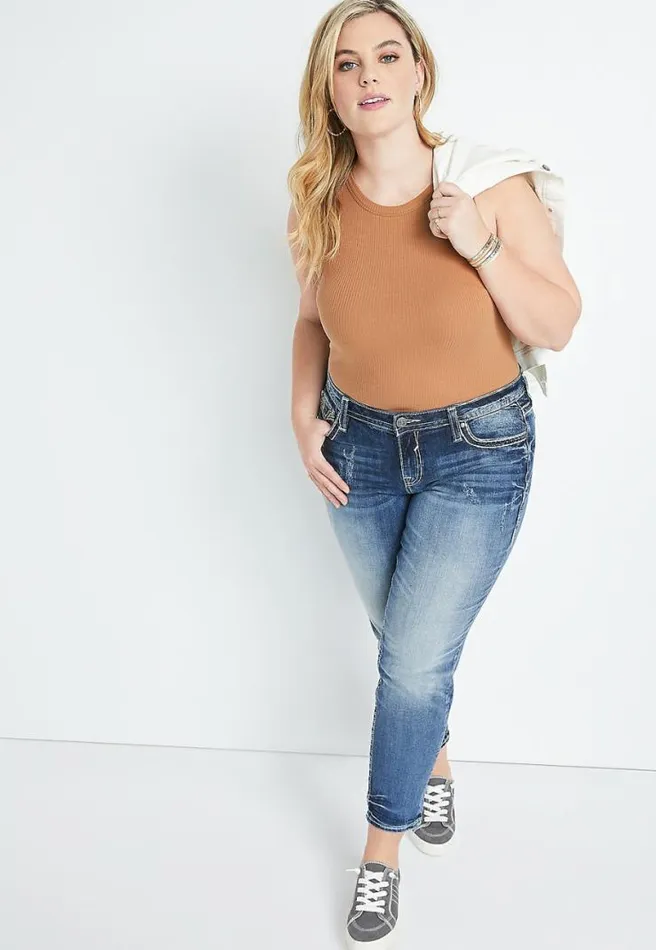 Plus Size Tan High Neck Fitted Ribbed Tank Top Women Maurices Plus Tops