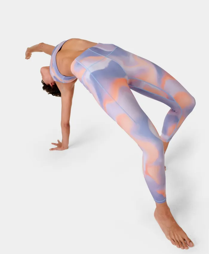 Pocketed Women Super Soft 78 Yoga Leggings Orange Cloud Print Sweaty Betty