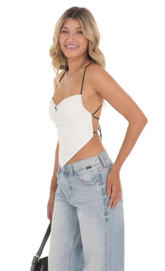 Pointed Open Back Top White Women LUCY IN THE SKY Tops
