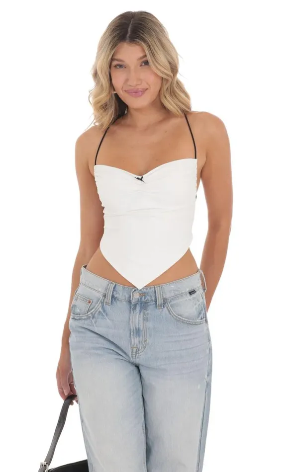 Pointed Open Back Top White Women LUCY IN THE SKY Tops Pointed Open Back Top White Women LUCY IN THE SKY Tops