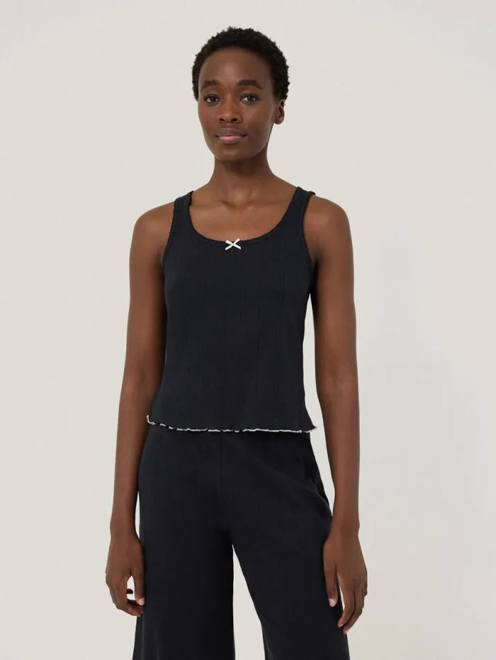 Pointelle Pyjama Vest Top Navy Women Jigsaw Pyjamas and Loungewear