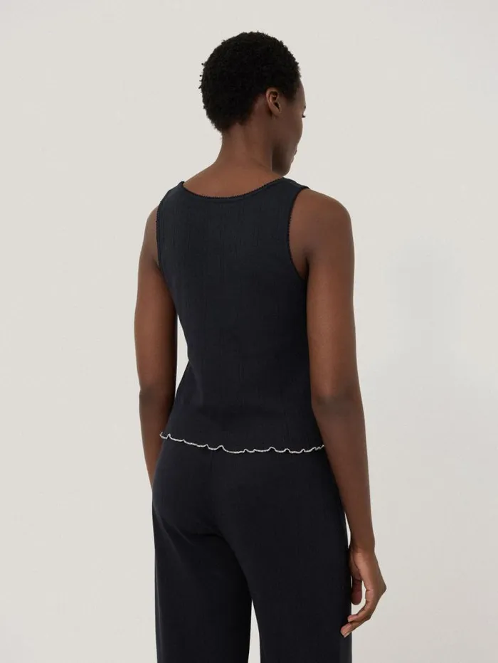 Pointelle Pyjama Vest Top Navy Women Jigsaw Pyjamas and Loungewear