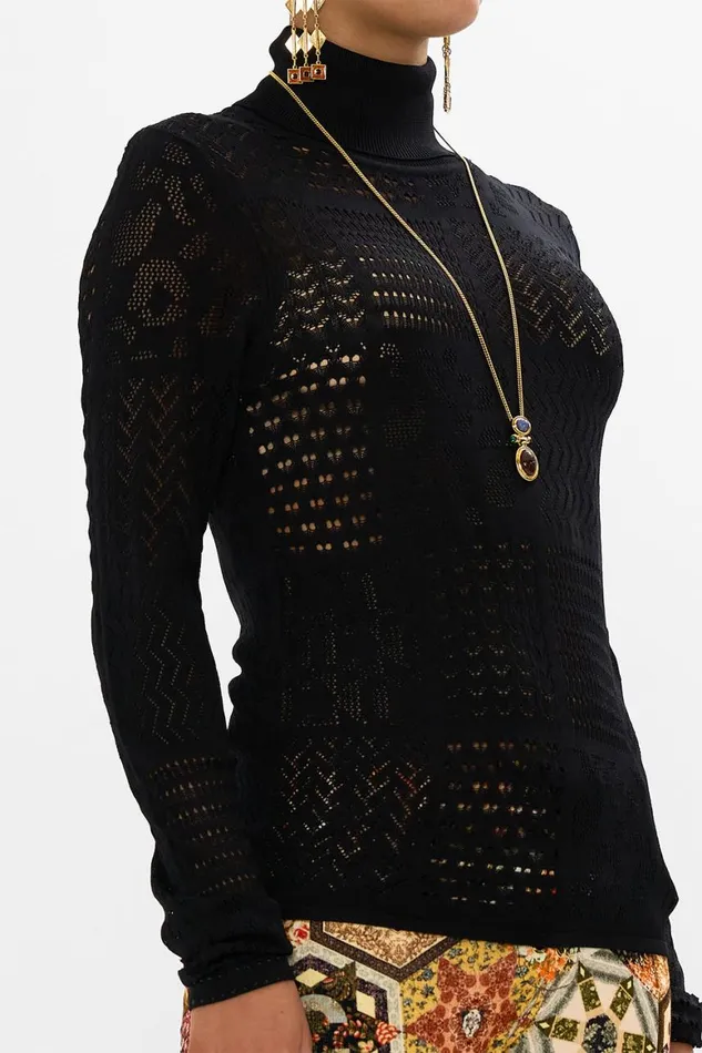 POINTELLE TURTLE NECK KNIT STITCHED IN TIME Stitched In Time Womens Camilla Knitwear