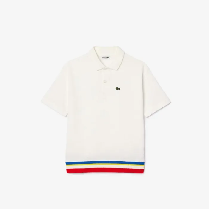 Polos Kids Lacoste Kids039 Contrast Stripe Piqu Polo White 2cq
