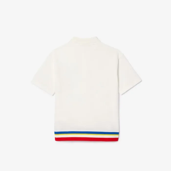 Polos Kids Lacoste Kids039 Contrast Stripe Piqu Polo White 2cq