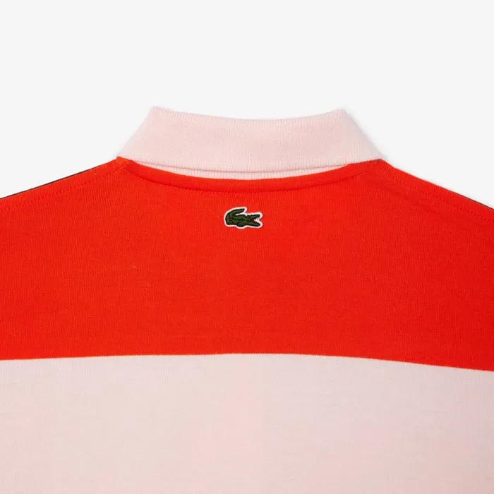 Polos Kids Lacoste Kids039 Heavy Cotton Jersey Striped Polo Light Pink Bordeaux Orange Qi1