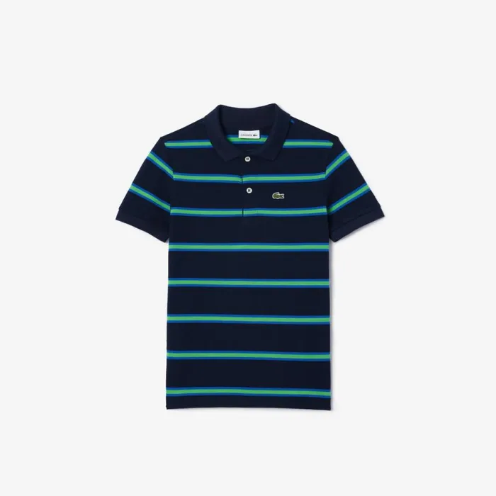 Polos Kids Lacoste Kids039 Striped Piqu Polo Navy Blue Blue Green Ifb