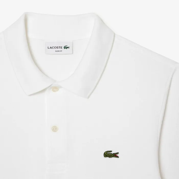Polos Men Lacoste Men039s Slim Fit Long Sleeve Polo White 001