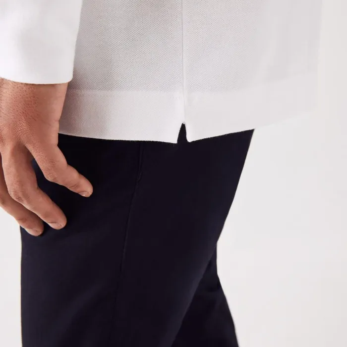 Polos Men Lacoste Men039s Smart Paris Long Sleeve Stretch Cotton Polo White 001