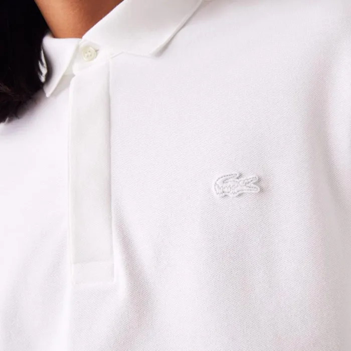 Polos Men Lacoste Men039s Smart Paris Long Sleeve Stretch Cotton Polo White 001