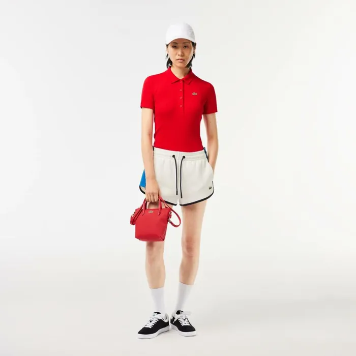 Polos Women Lacoste Women039s L12D Slim Fit Ribbed Cotton Polo Red 240