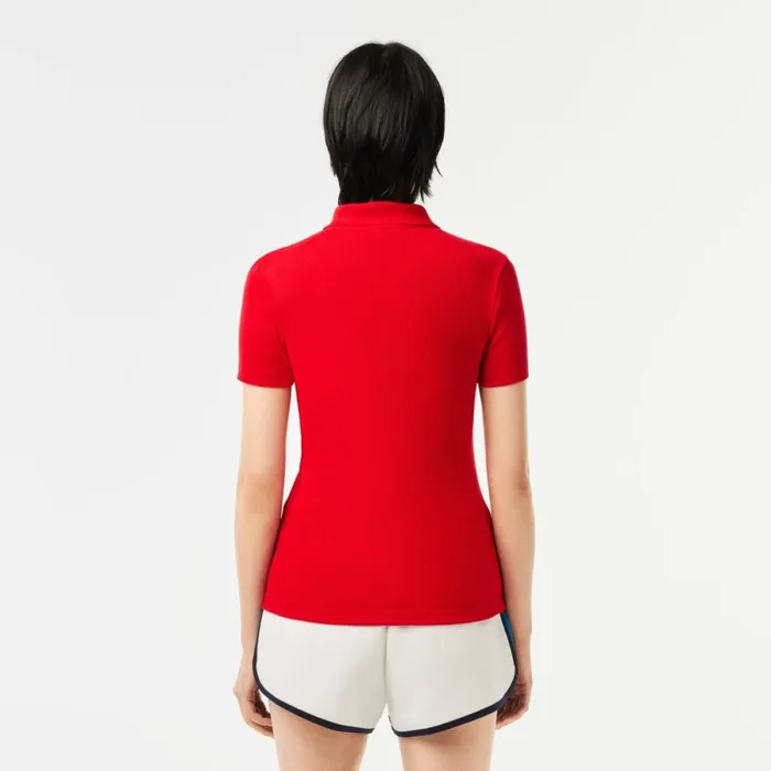 Polos Women Lacoste Women039s L12D Slim Fit Ribbed Cotton Polo Red 240