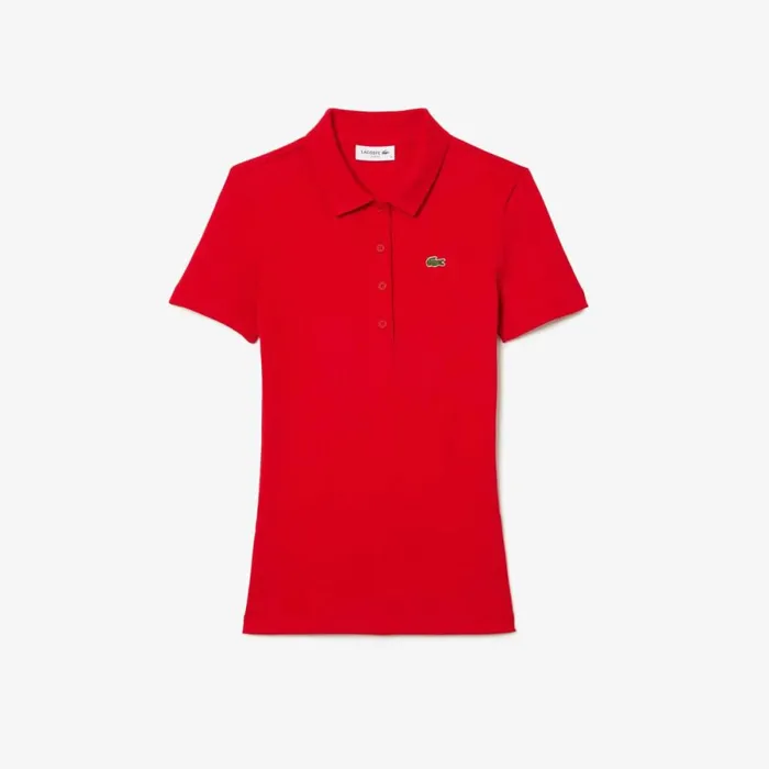 Polos Women Lacoste Women039s L12D Slim Fit Ribbed Cotton Polo Red 240