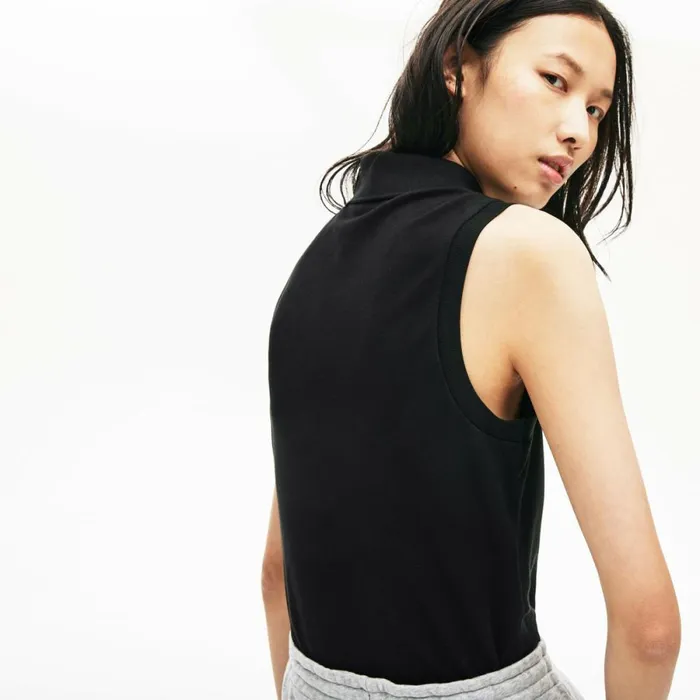 Polos Women Lacoste Women039s L12D Slim Fit Sleeveless Polo Black 031