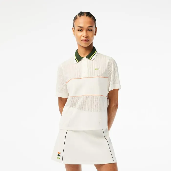 Polos Women Lacoste Womens Organic Cotton French Made Loose Cut Polo White 70v