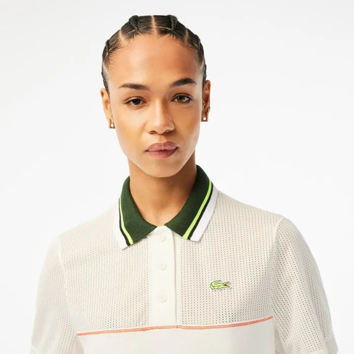 Polos Women Lacoste Womens Organic Cotton French Made Loose Cut Polo White 70v