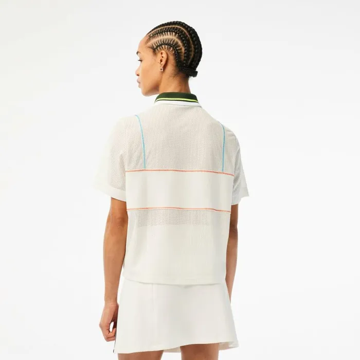 Polos Women Lacoste Womens Organic Cotton French Made Loose Cut Polo White 70v