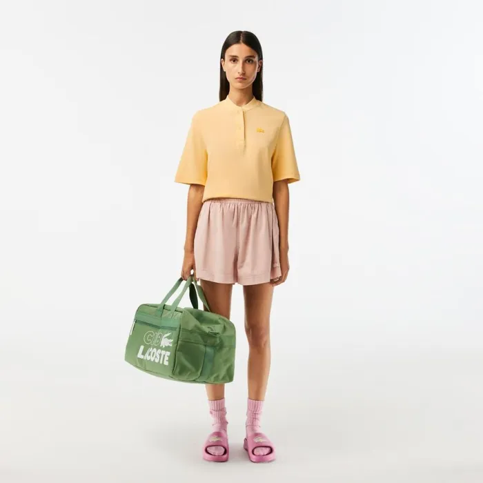 Polos Women Lacoste Womens Tunisian Neck Organic Cotton Piqu TShirt Yellow K71