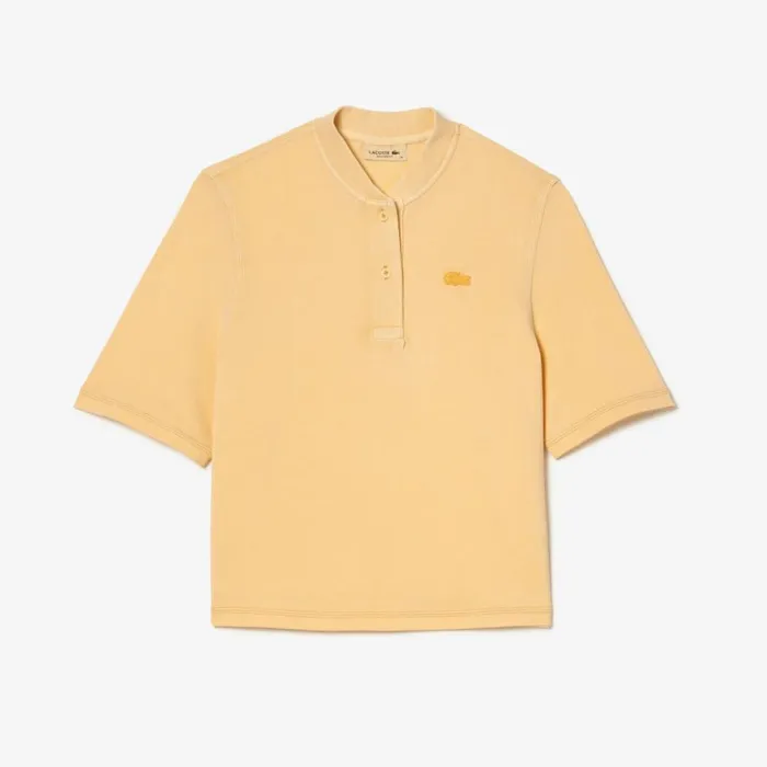 Polos Women Lacoste Womens Tunisian Neck Organic Cotton Piqu TShirt Yellow K71