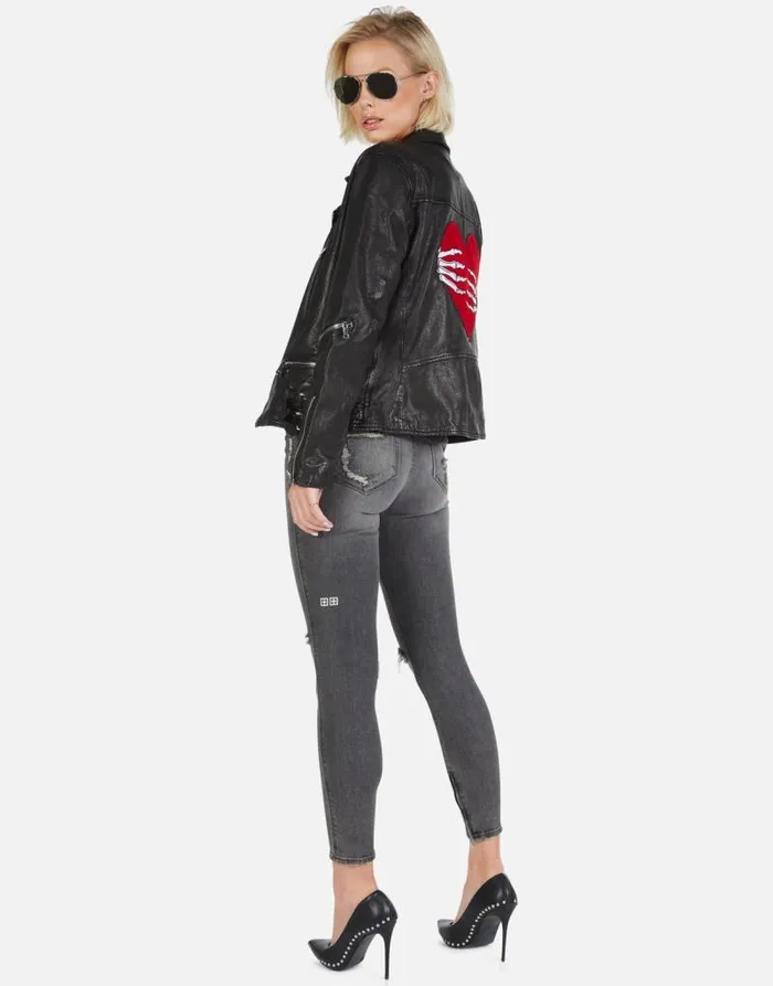 Posey Skeleton Hand Heart Black Women Lauren Moshi Jackets