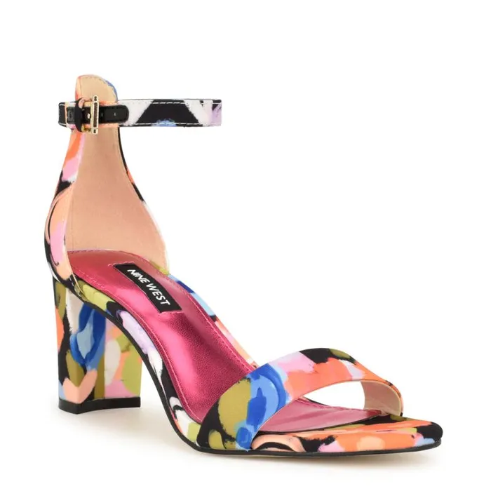 Pruce Ankle Strap Block Heel Sandals Black Floral Women Nine West Sandals Pruce Ankle Strap Block Heel Sandals Black Floral Women Nine West Sandals