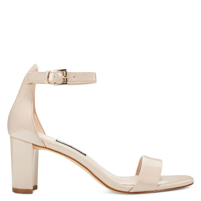 Pruce Ankle Strap Block Heel Sandals Cashmere Patent Women Nine West Sandals