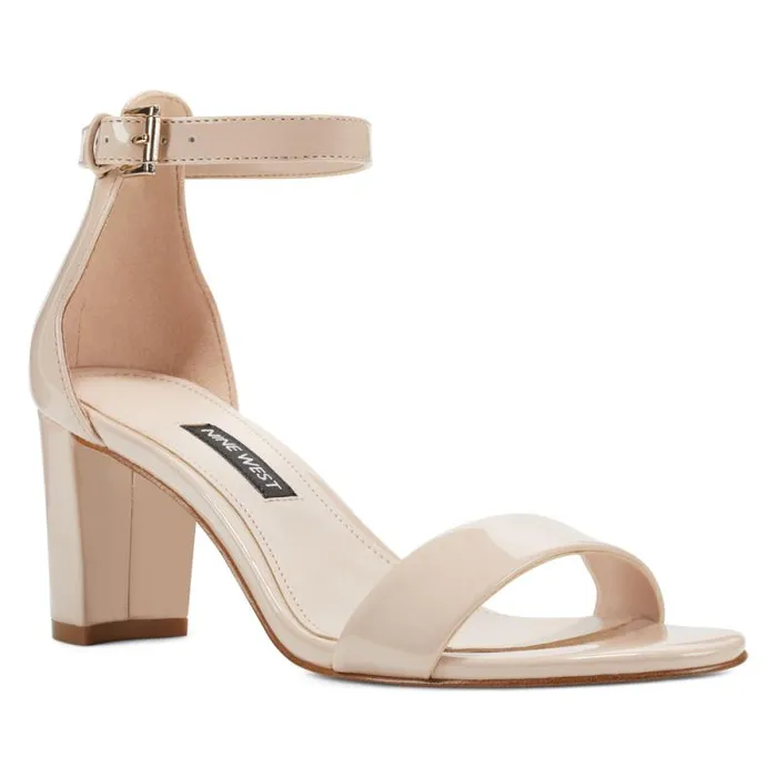 Pruce Ankle Strap Block Heel Sandals Cashmere Patent Women Nine West Sandals Pruce Ankle Strap Block Heel Sandals Cashmere Patent Women Nine West Sandals
