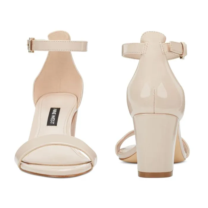 Pruce Ankle Strap Block Heel Sandals Cashmere Patent Women Nine West Sandals Pruce Ankle Strap Block Heel Sandals Cashmere Patent Women Nine West Sandals