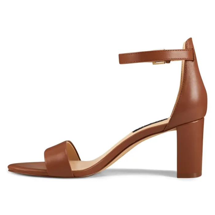 Pruce Ankle Strap Block Heel Sandals Light Brown Leather Women Nine West Sandals Pruce Ankle Strap Block Heel Sandals Light Brown Leather Women Nine West Sandals
