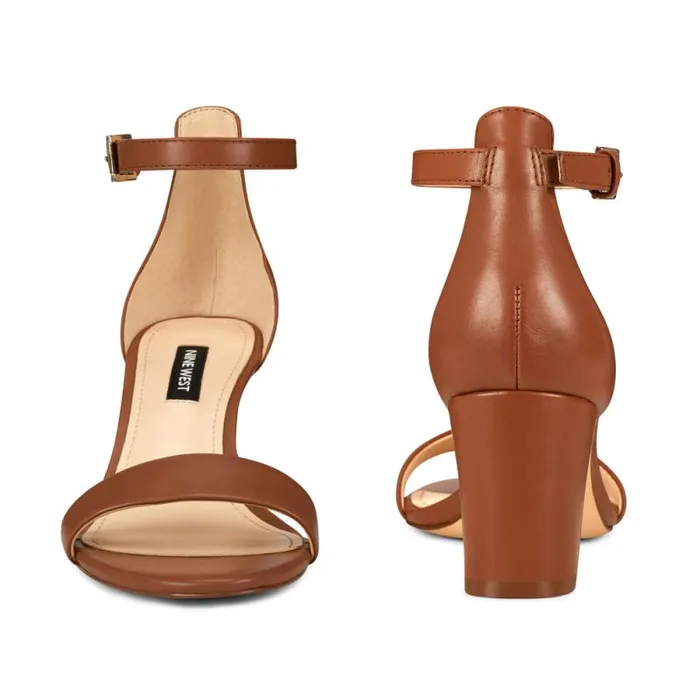 Pruce Ankle Strap Block Heel Sandals Light Brown Leather Women Nine West Sandals Pruce Ankle Strap Block Heel Sandals Light Brown Leather Women Nine West Sandals