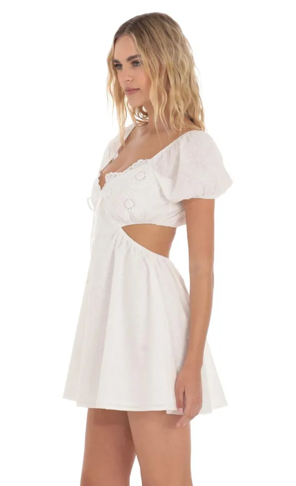 Puff Sleeve Cutout Dress White Women LUCY IN THE SKY Mini Dresses Puff Sleeve Cutout Dress White Women LUCY IN THE SKY Mini Dresses
