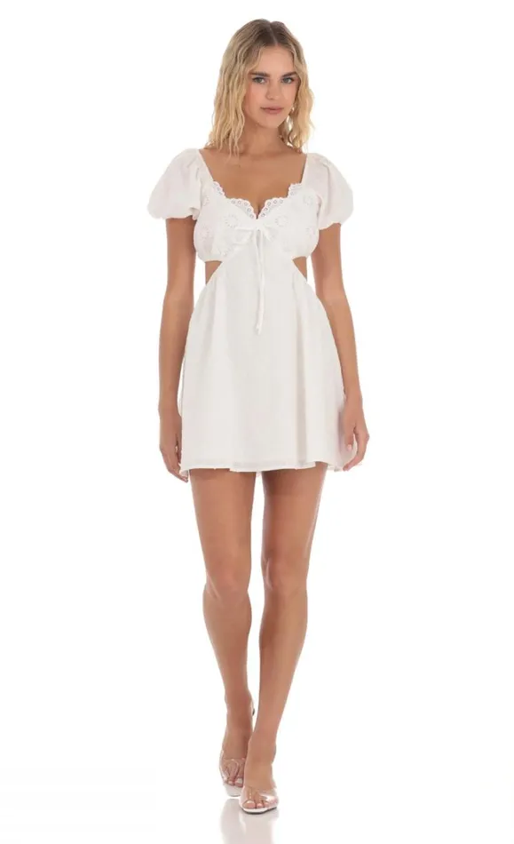 Puff Sleeve Cutout Dress White Women LUCY IN THE SKY Mini Dresses Puff Sleeve Cutout Dress White Women LUCY IN THE SKY Mini Dresses