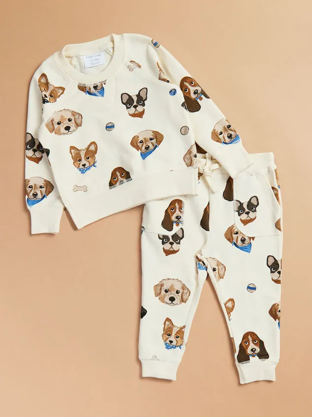Puppy Pals Crewneck Set Ivory Boy Altar039d State Tops