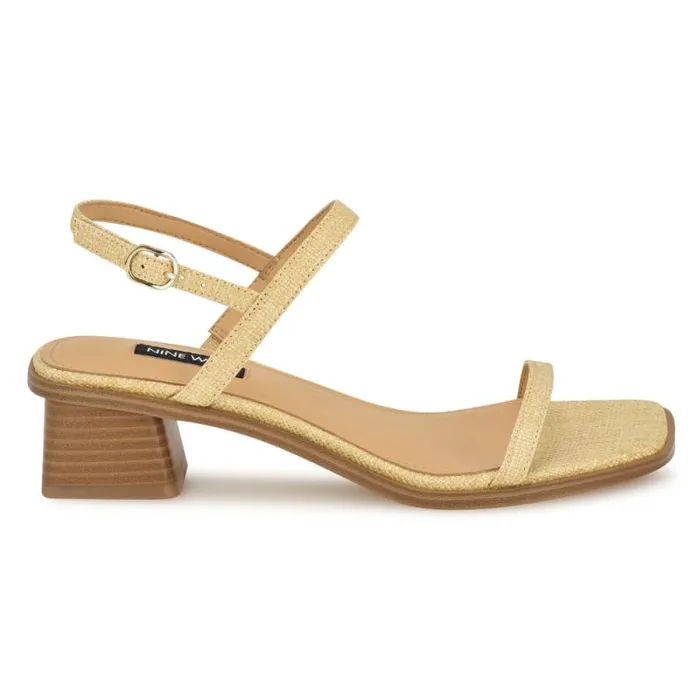 Purdy Block Heel Sandals Natural Raffia Women Nine West Sandals