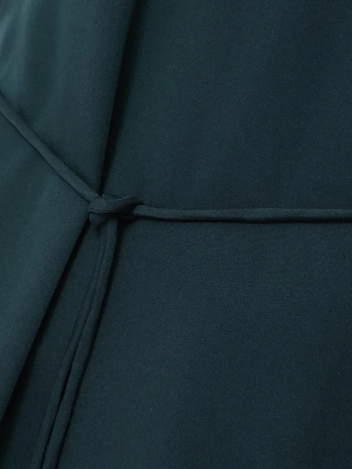 Pure Silk Drape Sleeve Dress Blue Women Jigsaw Party