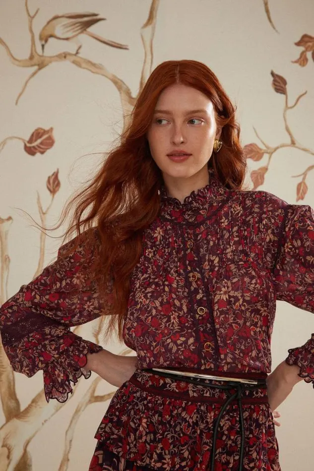 Purple Chelsea Garden Long Sleeve Blouse Women FARM Rio Blouses