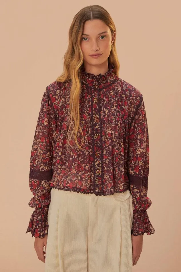 Purple Chelsea Garden Long Sleeve Blouse Women FARM Rio Blouses