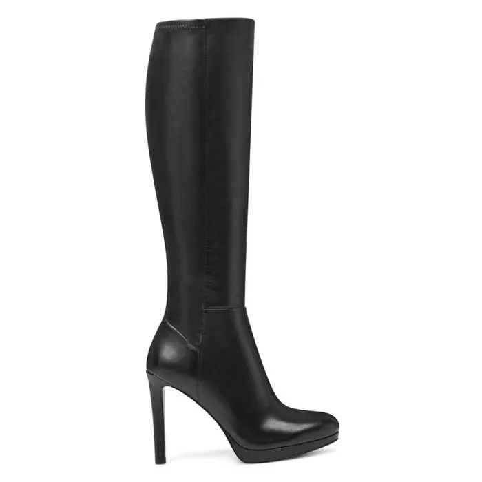 Quizme Platform Boots Black Leather Women Nine West Boots and Booties